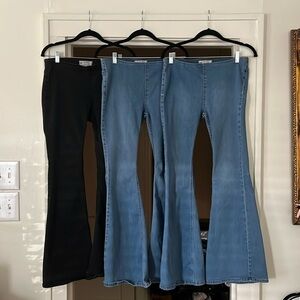 Free People Bell Flare Jean Women 28 Short Elastic Waist Lightweight Stretch‎